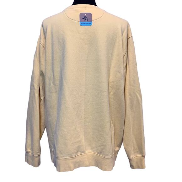 Hand Printed XL Upcycled Pumpkin Autumn Fall Flower Long Sleeve Sweatshirt - Picture 3 of 3